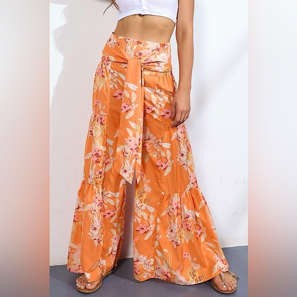 NWT-Plus Size High-Rise Tied Palazzo Pants - Picture 1 of 3